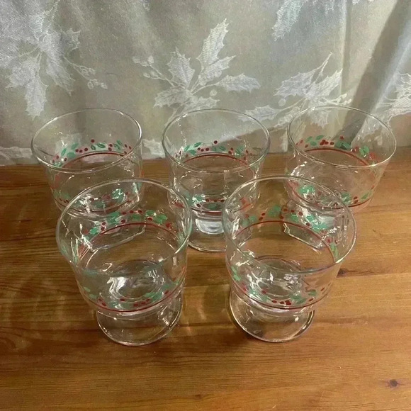 Vintage Arby's Holiday Sherbert Glass Patterned by Libby With Gold Rims - 1980's - Picture 3 of 4